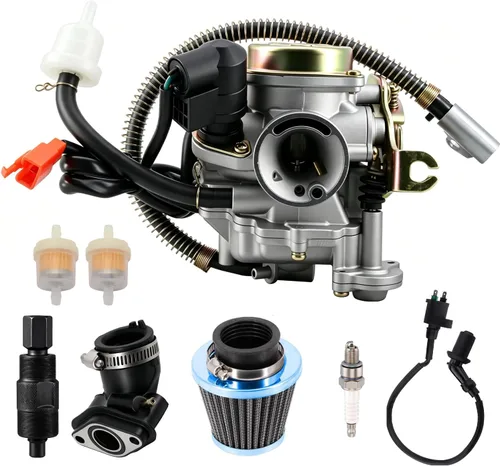 Carburador 139QMB para GY6 50CC 49CC 4 tiempos Scooter Taotao Motor 0.709 in carb+ filtro de aire colector de admisión - Carburador de 50 cc