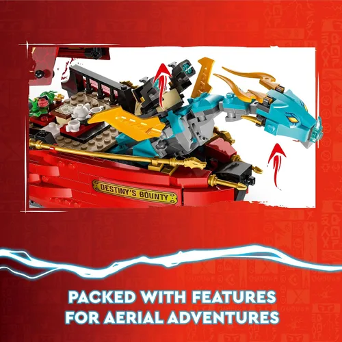 Miniatura 3 de LEGO NINJAGO Destiny’s Bounty – Carrera Contra el Tiempo 71797 - Juego de construcción de juguete con una nave aérea ninja, 2 dragones y 6 Rojo