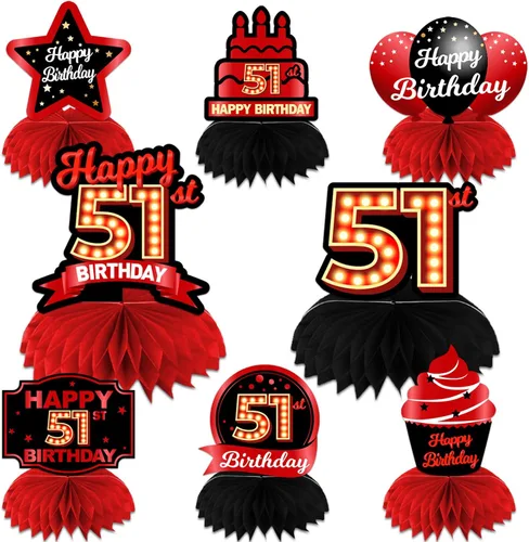 Miniatura 22 de Feliz Cumpleaños 15 Centros de Mesa de Panal Rojo y Negro Globos Decoración Temática de Mesa Decoraciones de Mesa Adornos de Mesa para Niñas Mujeres