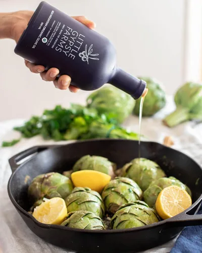 Miniatura 4 de AOVE orgánico de alta montaña de Little Gypsy Farms Aceite de oliva virgen extra de una sola finca en Grecia Primero prensado en frío Alto