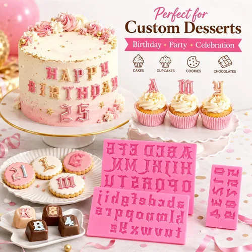 Miniatura 3 de Moldes de letras y números, moldes de silicona de números 0-9 y 26 letras, moldes de fondant para chocolate, cortadores de galletas, para hornear