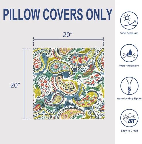 Miniatura 65 de Juego de 2 almohadas para exteriores de 16 x 16 pulgadas, repelentes al agua con interiores, para muebles de patio, hogar, jardín, geometría bohemia