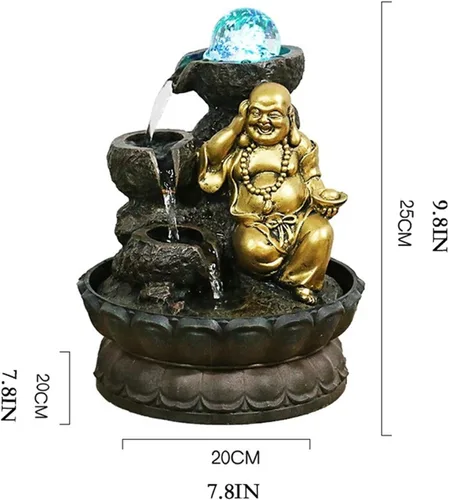 Miniatura 2 de Tabletop Water Fountain Fotai Waterfall Fountain Feng Shui Polo Office Decoration - Round Water Flow Waterfall Suitable for Office Bedroom Decoration