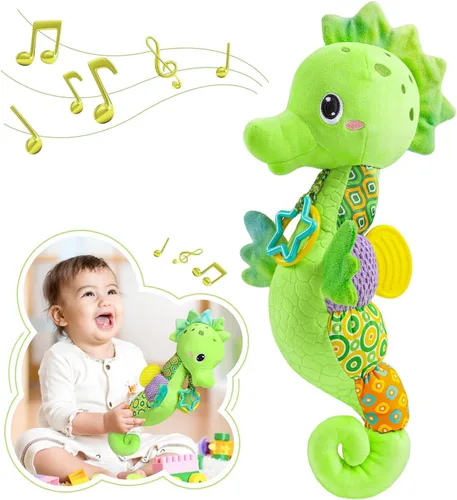 Awotoy Juguetes para bebés de 0 a 12 meses, juguetes musicales de peluche suaves con arrugado multisensorial, sonajero y texturas, juguetes para
