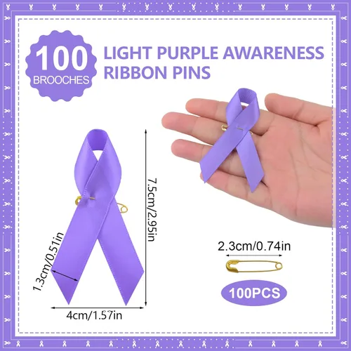 Miniatura 2 de Alfileres de satén de concienciación de la cinta de la concienciación del cáncer con el pasador de seguridad Periwinkle