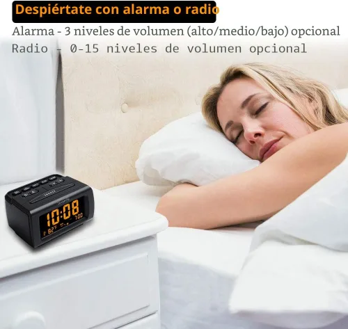 Miniatura 4 de DreamSky - Relojes despertadores de radio para dormitorios con respaldo de batería, números grandes y brillantes con atenuador, puerto USB, radio FM