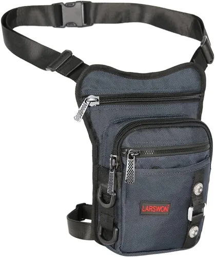 Miniatura 8 de Bolsa Cangurera Larswon con Ajuste en Muslo y Cintura, Riñonera Táctica, Bolsa para Motocicleta Impermeable