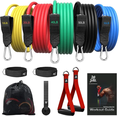Miniatura 8 de BOB AND BRAD Bandas de resistencia, juego de bandas de resistencia para entrenamiento apilables de hasta 125-150 libras, bandas de ejercicio con 125