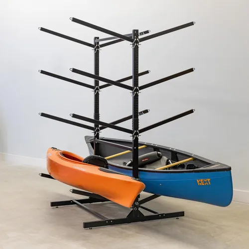 Miniatura 11 de Teal Triangle Estante de almacenamiento de kayak independiente - 2 soportes para kayak y canoa - Kayak interior y exterior - Tabla de surf ajustable