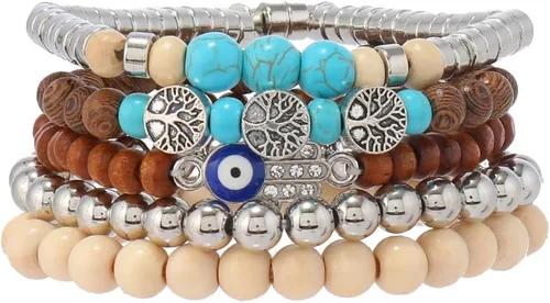 Miniatura 37 de Pulsera Gótica Ajustable de Cuero Trenzado Punk Multicapa de Estilo Grunge, Conjunto de Pulseras Emo con Brazalete de Metal, Envoltura