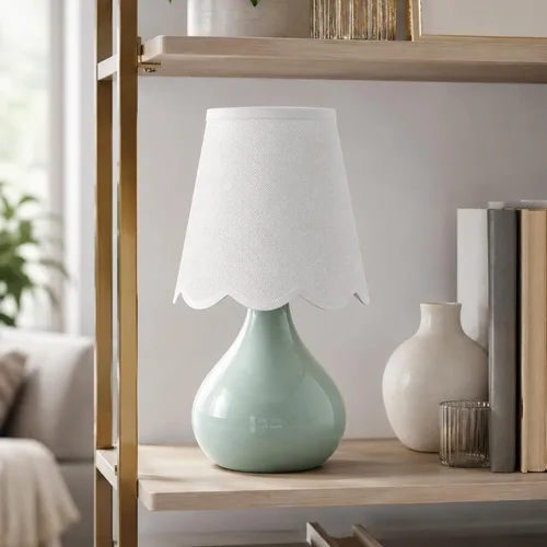 Miniatura 7 de Lámpara de mesa inalámbrica de 14 pulgadas, lámpara de noche de cerámica recargable con bombilla LED magnética, regulable continua y 3 colores, Verde