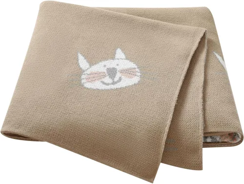 Miniatura 9 de Hadetoto Mantas de bebé para niños y niñas, mantas de algodón de punto para recién nacidos, manta de recepción de ganchillo neutro, esenciales