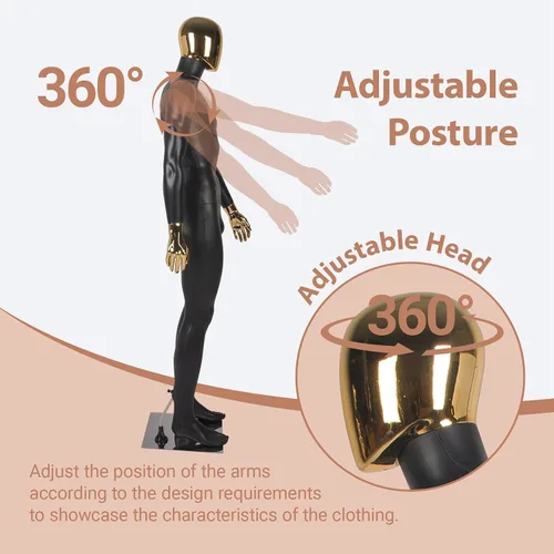 Miniatura 5 de Maniquí de cuerpo completo masculino – Soporte de maniquí con base de metal Pantalla de forma de vestido desmontable, modelo de vestido ajustable