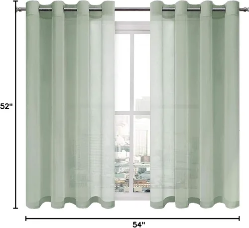 Miniatura 10 de DWCN - Cortinas de gasa transparente, estilo lino, con ojales, diseño de lino, para sala de estar, juego de 2 paneles