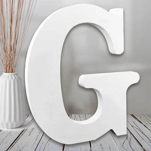 Miniatura 11 de AOCEAN MAGA Letras de madera blanca de 8 pulgadas, letras de madera sin terminar para pared, letras decorativas de pie en rodajas, decoración