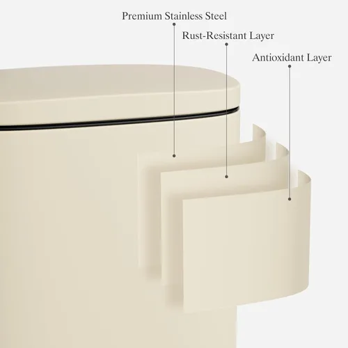 Miniatura 7 de Cubo de Basura, Cubo de Basura de Cocina de Acero Inoxidable, Cubo de Residuos con Pedal con Tapa con Bisagras y Cubo Interior Extraíble, Cierre