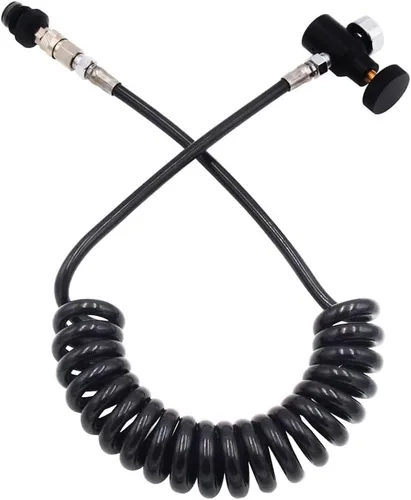 Manguera de bobina remota Paintball con desconexión rápida y manómetro de presión de 3000 psi, manguera adaptadora de CO2 de alta presión HPA