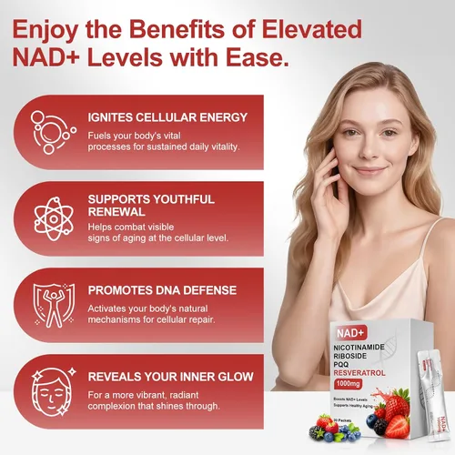 Miniatura 6 de Howave Suplemento líquido NAD+ de 1000 mg, 30 paquetes, con ribósido de nicotinamida, resveratrol y PQQ – potenciador de envejecimiento saludable
