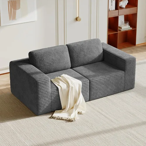 Miniatura 66 de Vesgantti Sofá modular en forma de U de 119 pulgadas, sofá modular de pana con asiento profundo y soporte de resortes, sofá convertible con 2 Beige