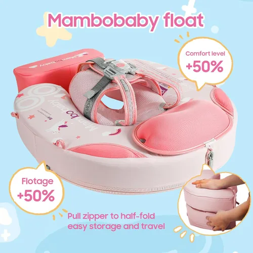 Miniatura 4 de Mambobaby - Flotador de piscina para bebé no inflable con cola y toldo, protección solar UPF 50+, sin volteo, flotador de natación para bebé