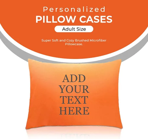 Miniatura 2 de Personalized Passion Fundas de almohada tamaño King (20 x 36 pulgadas), fundas de almohada suaves y acogedoras con cierre de sobre con nombre Naranja