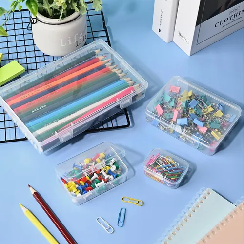 Miniatura 6 de Mauproy Paquete de 24 recipientes de almacenamiento de plástico pequeños de tamaños mixtos, mini cajas organizadoras rectangulares para artículos