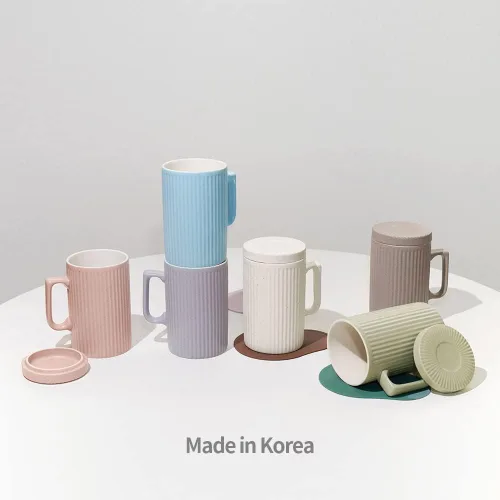 Miniatura 9 de Taza de café con tapa, taza de café de 16 onzas y taza de té con posavasos, adecuada para lavavajillas y microondas (azul)