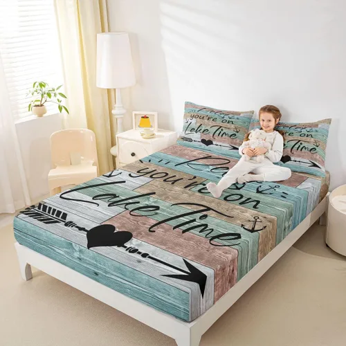 Miniatura 13 de Lake House - Sábana bajera ajustable tamaño individual, sábanas de anclaje náutico para niños, adolescentes, adultos, dormitorio, juego de ropa