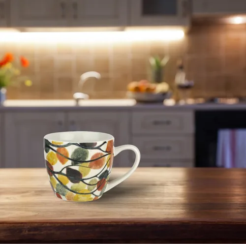 Miniatura 4 de Pimpernel Taza de porcelana de hojas bailarinas de 16 onzas – Taza de café y té con obras de arte inspiradas en la naturaleza, vajilla grande