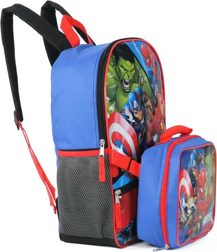 Miniatura 4 de Marvel Mochila Avengers con bolsa de almuerzo desmontable aislada (talla única, héroes)