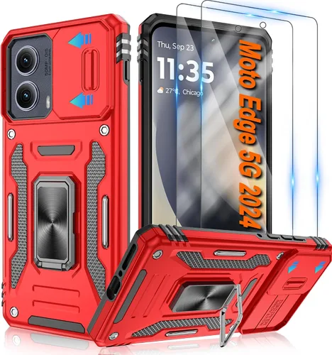 Miniatura 110 de Atump Funda para Motorola Moto G Play 2024 (4G) con [paquete de 2] protector de pantalla HD y cubierta para cámara deslizante, soporte de anillo