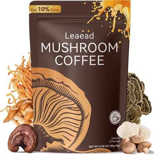 Orgánico con 6 hongos adaptogénicos y aceite MCT café de hongos para una mejor energía enfoque digestión inmunidad con cola de pavo Shiitake y