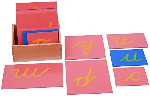 Miniatura 2 de DANNI Juguetes para bebés Montessori Language Lower Case Papel de lija Letras Cursiva Tablero de Rastreo Temprano Preescolar Cumpleaños