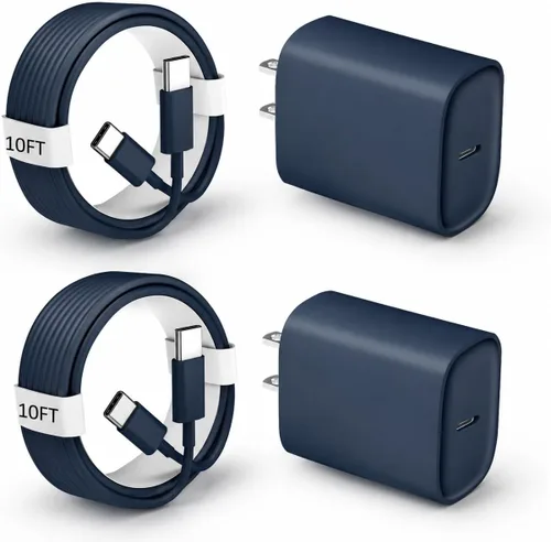 Miniatura 21 de Cargador para teléfono 17, 16, 15 Pro, carga rápida, 20 W, USB C, bloque de carga rápida con cargadores tipo C de 6.6 pies de largo, cable de carga