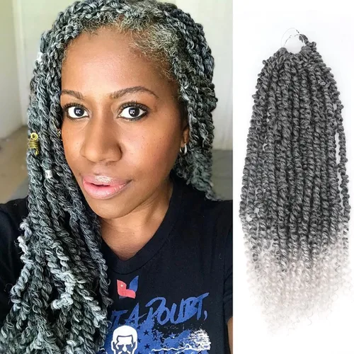 Miniatura 13 de Cabello Passion Twist – 8 pulgadas Passion Twist Crochet Hair para mujer, 8 paquetes de cabello rizado pretrenzado Passion Twists extensiones de 1b