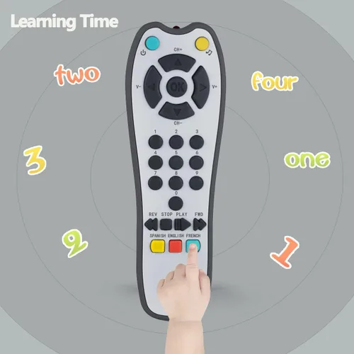Miniatura 4 de Juguete de control remoto de TV musical para niños con luz y sonido suaves, volumen ajustable, educación temprana, juguete de regalo con inglés