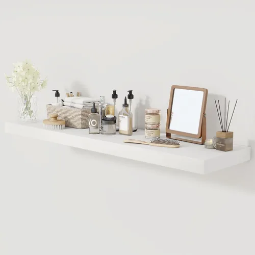 Miniatura 12 de Fun Memories - Estante flotante de 12 pulgadas, estantes de pared de madera rústica para decoración de pared y almacenamiento, estante flotante