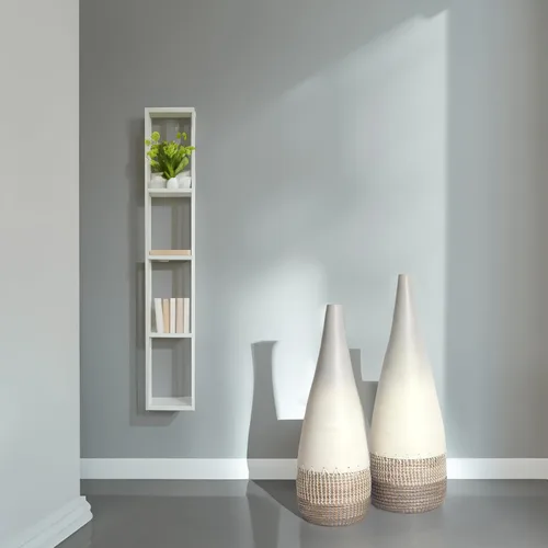Miniatura 2 de Jarrón alto de bambú tejido a mano y hierba marina: acento ecológico para decoración del hogar, decoración bohemia costera orgánica, cerámica