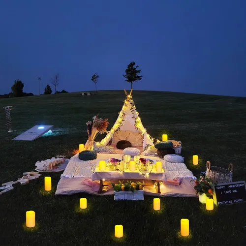 Miniatura 4 de Homemory paquete de 9 velas sin llama, impermeables para exteriores, velas LED acrílicas que funcionan con pilas, con control remoto y temporizador