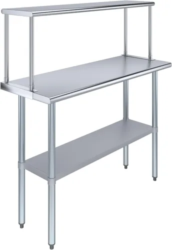 Miniatura 8 de Mesa de trabajo de acero inoxidable con estante ancho de un solo nivel Combo de mesa de preparación de cocina de metal y estantes