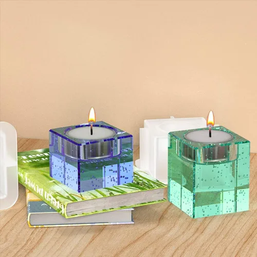 Miniatura 8 de 3 moldes de resina para velas, moldes cuadrados de silicona para portavelas para candelitas, fundición de resina epoxi, yeso de bricolaje, cemento