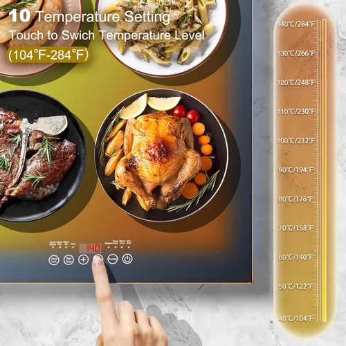 Miniatura 4 de Artículos esenciales para una fiesta de Navidad - Bandeja de calentamiento eléctrica (XXL 32 x 18 pulgadas), tapete calentador de alimentos