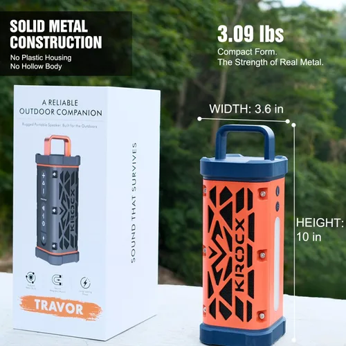 Miniatura 9 de TRAVOR - Altavoz magnético de aluminio para exteriores, cuerpo de metal resistente, altavoz inalámbrico portátil, 45 W, graves profundos, IP68