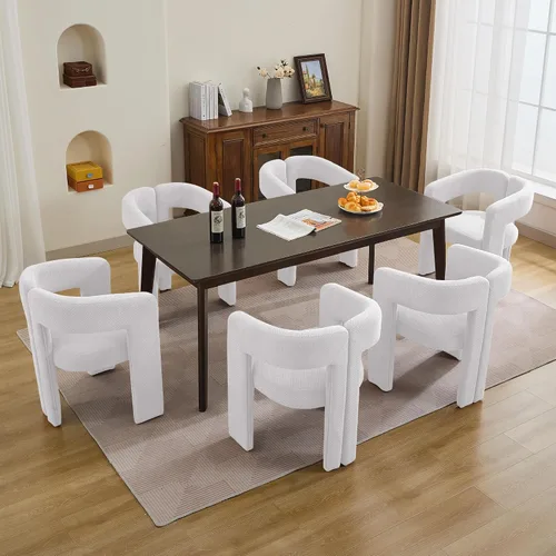 Miniatura 28 de adochr Modernas sillas de comedor de barril, silla de comedor tapizada de lino con patas de madera, sillas decorativas con brazos, cómodos sillones