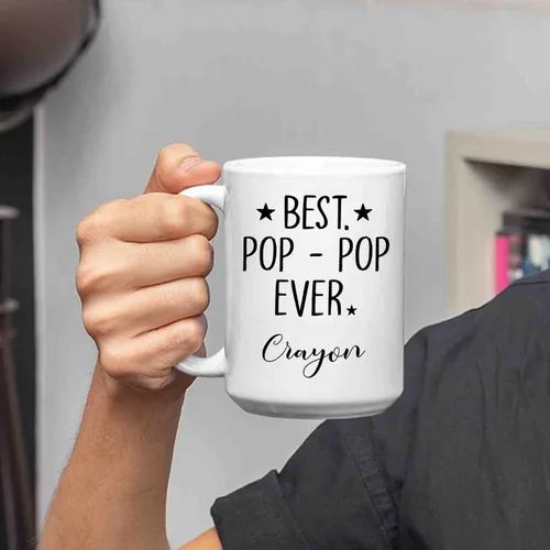 Miniatura 3 de Taza personalizada con foto y nombre – Tazas de café de cerámica personalizadas Bet Pop Ever Regalos para el abuelo – Taza Pop Pop – Regalo