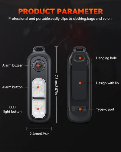 Miniatura 7 de ELECPOW Alarmas personales de 130 dB, llavero y clip de alarma portátil para mujeres, autodefensa, correr y viajar, alarma de violación para mujeres