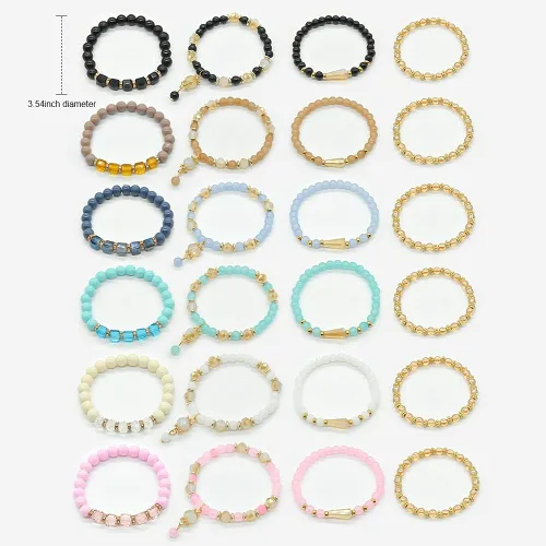 Miniatura 3 de VONRU - Conjuntos de pulseras bohemias para mujer, 6 juegos de pulseras elásticas apilables multicolor, estilo hippie, joyas finas