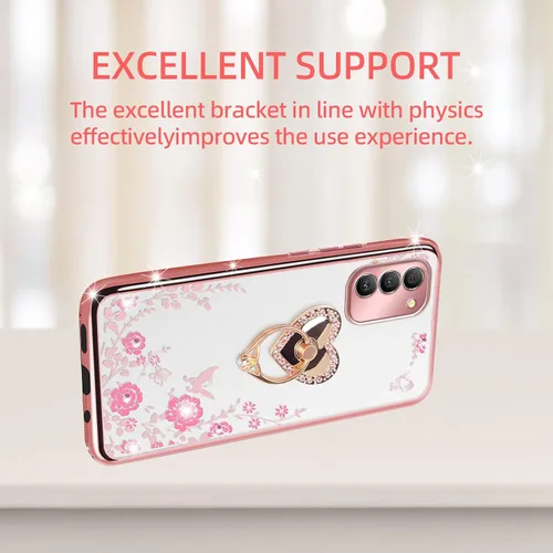 Miniatura 6 de Funda protectora para Nokia G400 0.18 oz, Nokia G400 Phone Cas para mujer, con purpurina, suave, mariposa, corazón, floral, transparente, con Oro