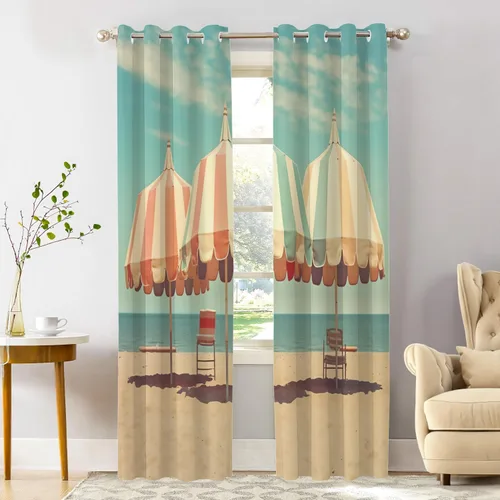 Miniatura 38 de Shrahala Cortinas de nivel de chakras con mandala beige para ventanas de cocina, paneles de cortina de ventana de mandala multicapa de poliéster