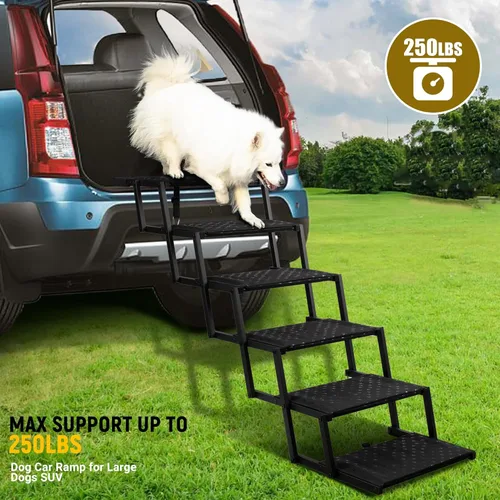 Miniatura 3 de Escaleras para perros para automóvil: rampas plegables para perros grandes con superficie antideslizante, escalones portátiles para perros para Negro
